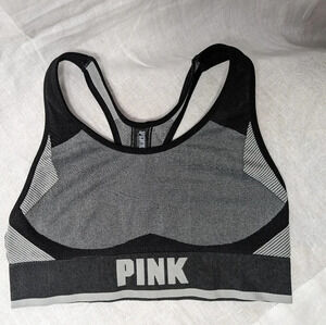 Victoria's Secret Pink Coll. sports bra, black  white, women's size small A7
